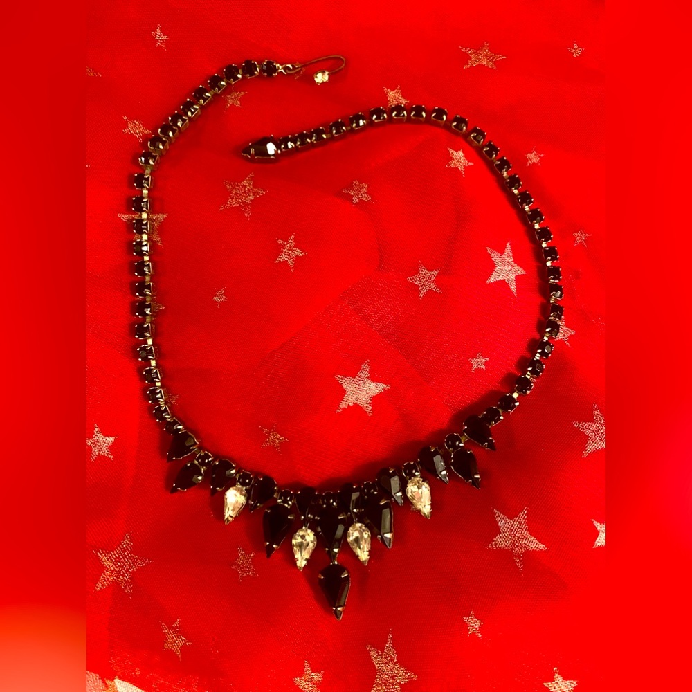 Vintage Weiss black and clear crystal necklace